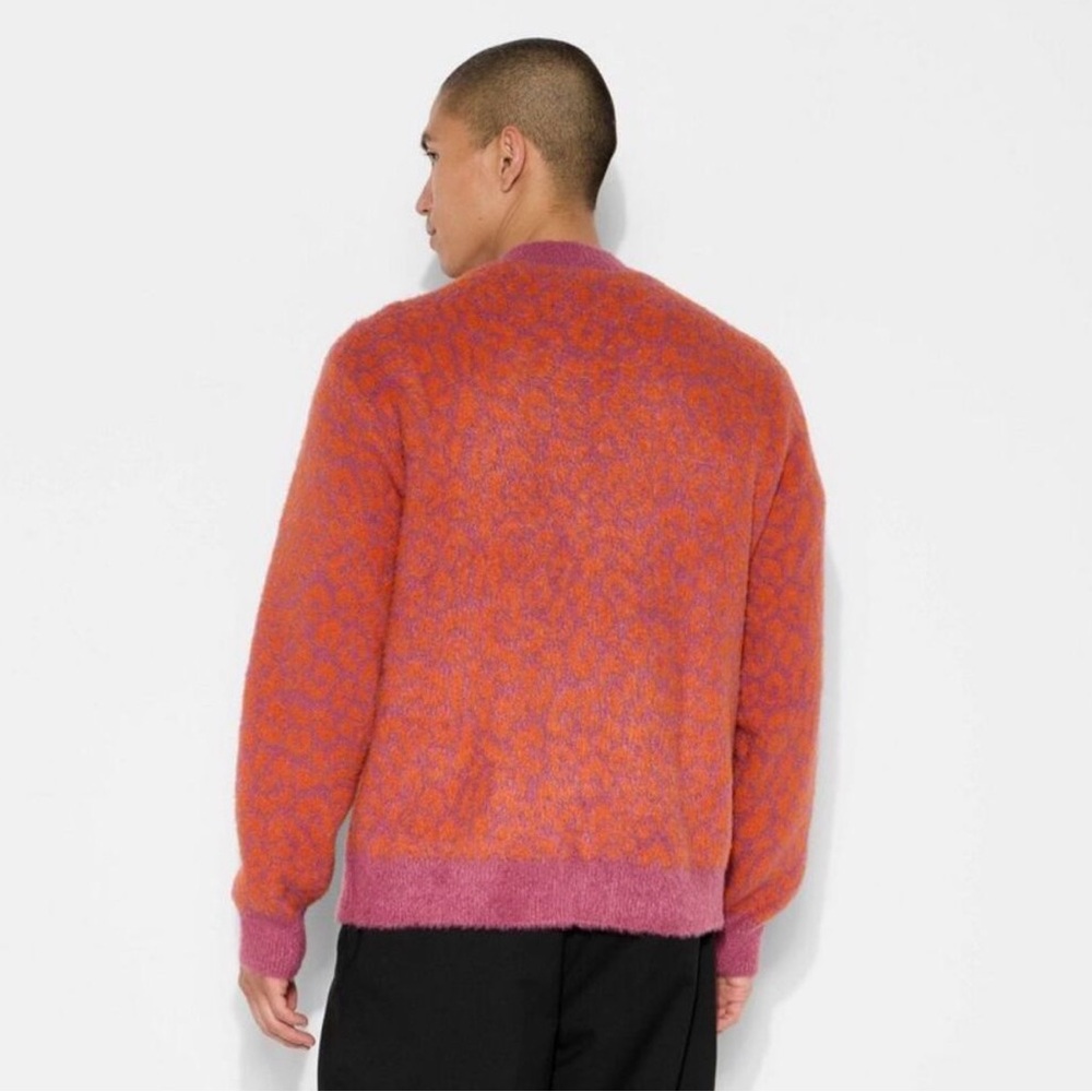 Men’s Pink and Orange Button Up Cardigan - Picture 3 of 9